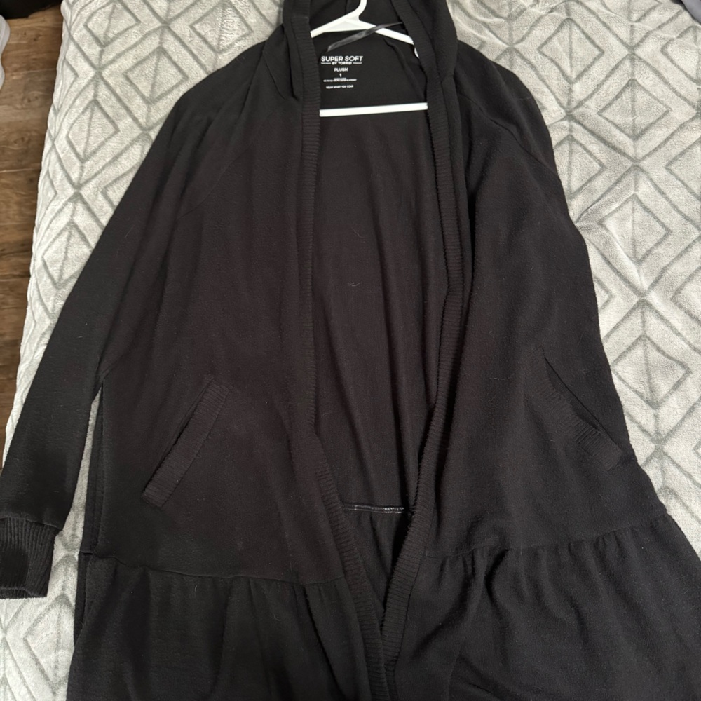 Black cardigan with hood